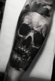 simpla nigra kranio malgranda brako tatuaje ŝablono