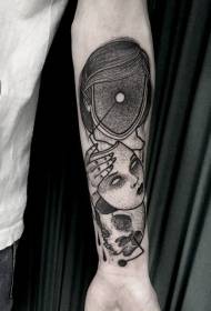 Cranio nero stile surreale alla caviglia con motivo tatuaggio maschera facciale