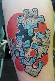 Lengan gaya sekolah baru pola puzzle tato berwarna-warni