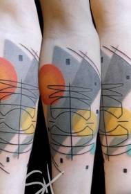 Bracciu divertente modella geometrica di tatuaggi di culori persunalizati