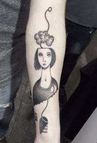 Bracciu Surreale Stilu Neru Misteru Neru Pattern di tatuaggi di donna
