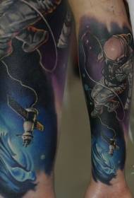 Arm new style colorful spaceman tattoo pattern