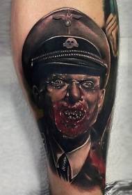 Modèle de tatouage réaliste couleur bras nazi zombie