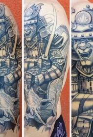 modeli tatuazh i bumit të luftëtarëve të stilit aziatik të zi dhe të bardhë