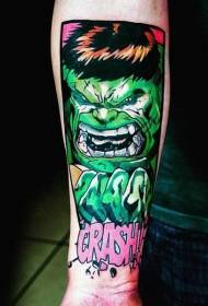 Isitayela se-arm comic esimibalabala se-hulk tattoo