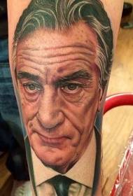 Realisma portreto de brako-koloro de tatuaje de Robert De Niro