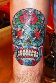 팔 색상 재미 멕시코 스타일 해골 문신 패턴