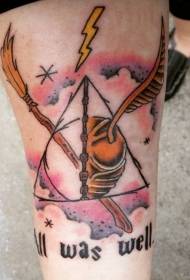 Rokas krāsas Harija Potera filmas geek bumbiņas tetovējums
