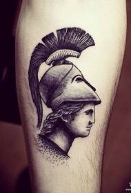 Uzbrojony rzymski wojownik czarno-szary wzór tatuażu