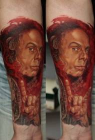 Brazo estilo realista color hombre retrato tatuaje patrón