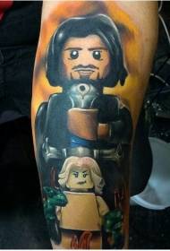 Arm Iliyopangwa Lego shujaa Mchezo Tatoo Mfano