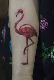 Umbala we-leg color real geometric flamingo tattoo