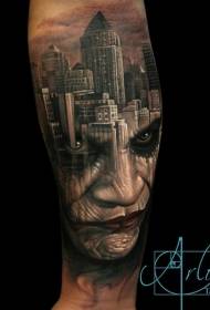 Arm realistische Nacht Stadtbild und Porträt Tattoo