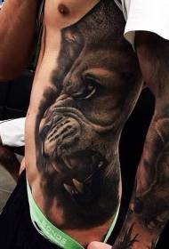 Patrón de tatuaxe de lobo e león grande ao estilo de realismo