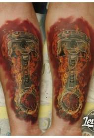 Tatuaggio a pistone bruciato colorato in stile realismo spettacolare braccia