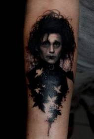 Arm zwart en wit realistische film karakter tattoo patroon