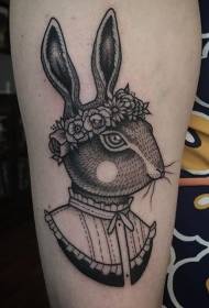 Modello tatuaggio braccio umano divertente coniglio nero
