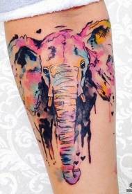 Small arm color splash ink elephant tattoo pattern