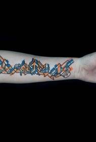 Grafite de braço colorido padrão de tatuagem de fonte pequena