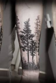 팔 아름다운 검은 숲 문신 패턴