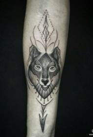Modello di tatuaggio con linea geometrica testa di lupo