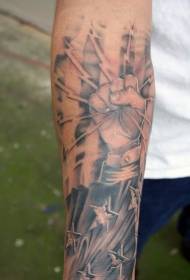 Tatuaż ramię realistyczne logo powstanie pracownika szary