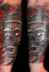 Fegyverek csodálatos színes törzsi koponya szobor tetoválás minta