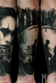 Modello del tatuaggio del ritratto del corvo nero di stile dell'illustrazione della caviglia