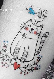 Маленькая рука простага маленькага малюнка татуіроўкі кошачак і птушак
