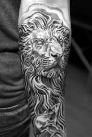 De brazo negro cinza pedra león estatua de estilo de tatuaxe