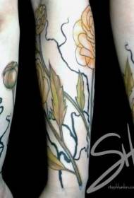Braccio classico colorato modello di tatuaggio rosa