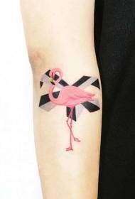 lengan corak tatu flamingo kecil merah jambu