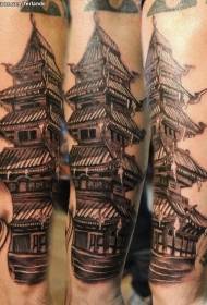 Braccia di un antico tempio asiatico modello di tatuaggio mozzafiato