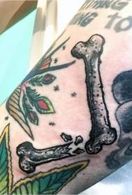 Arm old style colored broken human skeleton tattoo