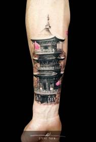 Rankos magiškas natūralus tikroviškas Azijos šventyklos tatuiruotės modelis