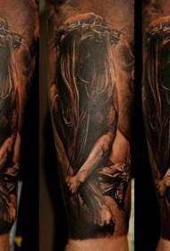 Modello di tatuaggio misterioso donna inquietante braccio