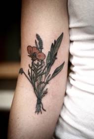 Petit patró de tatuatge de flors salvatges de color fresc