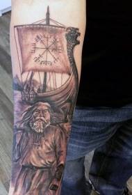 Gaya ilustrasi waja saka Viking pejuang kanthi tato kapal