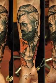Pola tato pria berwarna-warni gaya lengan surealis
