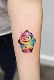 Arm fun kleurvolle koek sterrehemel tattoo patroon