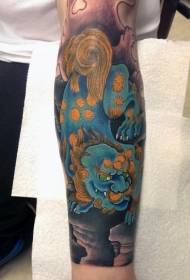 Gaya Asia berwarna-warni pola tato don lion arm