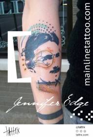 Tatouage coloré Nikola Tesla avec style de bras surréalisme