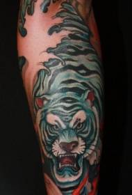 Arm Japanese style colorful angry white tiger tattoo pattern