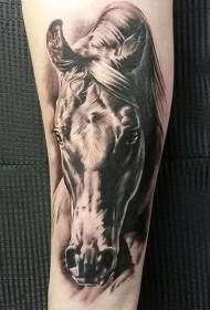 Patrón de tatuaje de cabalo realista en estilo realista de brazo