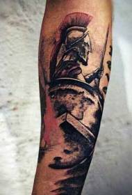 Rameno farba vintage štýle Spartan bojovník tetovanie