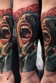 Braccio modello di tatuaggio colorato di scuola nuova gente urlando stile