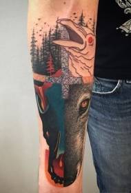Arm új stílusú színes különféle erdei állatok tetoválás