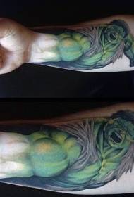 Arm color angry hulk tattoo pattern