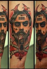Човек со надреален стил во боја со тетоважа на коските
