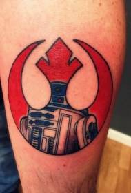 Ama-comics alula afana ne-R2D2 robot logo tattoo